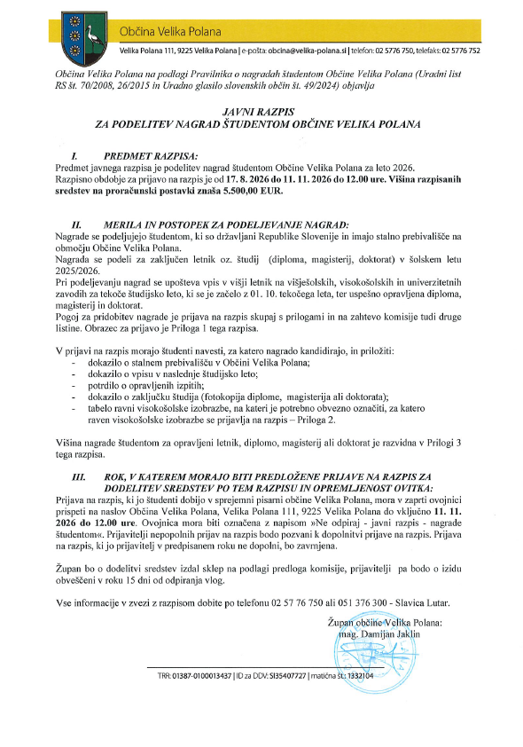 Slika objava razpisa